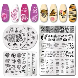 Заводская Поставка серии PY, Цветочная доска для дизайна ногтей, круглые формы, смешанные листья, снежинка, ногтевая печать, стальной штамповочный шаблон