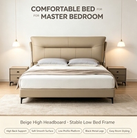 Cadre de lit rembourré moderne avec tête de lit en cuir, lit plateforme Queen/King Size pour mobilier de chambre