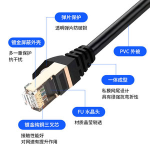 สายเคเบิลเครือข่าย Cat7 10Gbps RJ45 สายแพทช์อีเธอร์เน็ต ปลอกหุ้ม PVC สำหรับคอมพิวเตอร์ เราเตอร์ ใช้ในบ้าน - Product Image 2