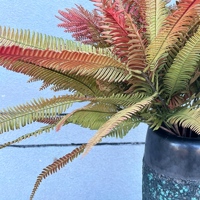 27 Feuilles de Fougère Artificielle Dégradé Coucher de Soleil, Branche Botanique Premium Réaliste pour Décoration Intérieure, Tige de Plante de Simulation