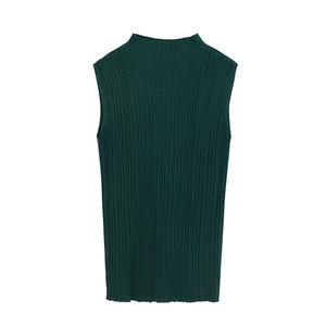 <span class=keywords><strong>Pull</strong></span> <span class=keywords><strong>sans</strong></span> manches à col semi-haut pour <span class=keywords><strong>femme</strong></span>, tricot fin doux et ciré, couleur unie, texture fine, bas de chemise, vêtements pour femmes - Product Image 5