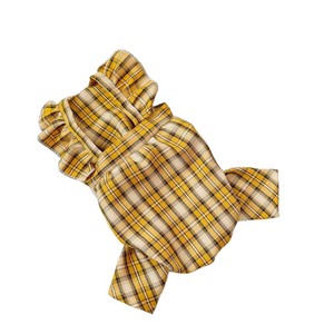 Mono con volantes a cuadros de estilo coreano para perros y gatos, ropa para mascotas de poliéster amarillo tierra para las cuatro estaciones - Product Image 4