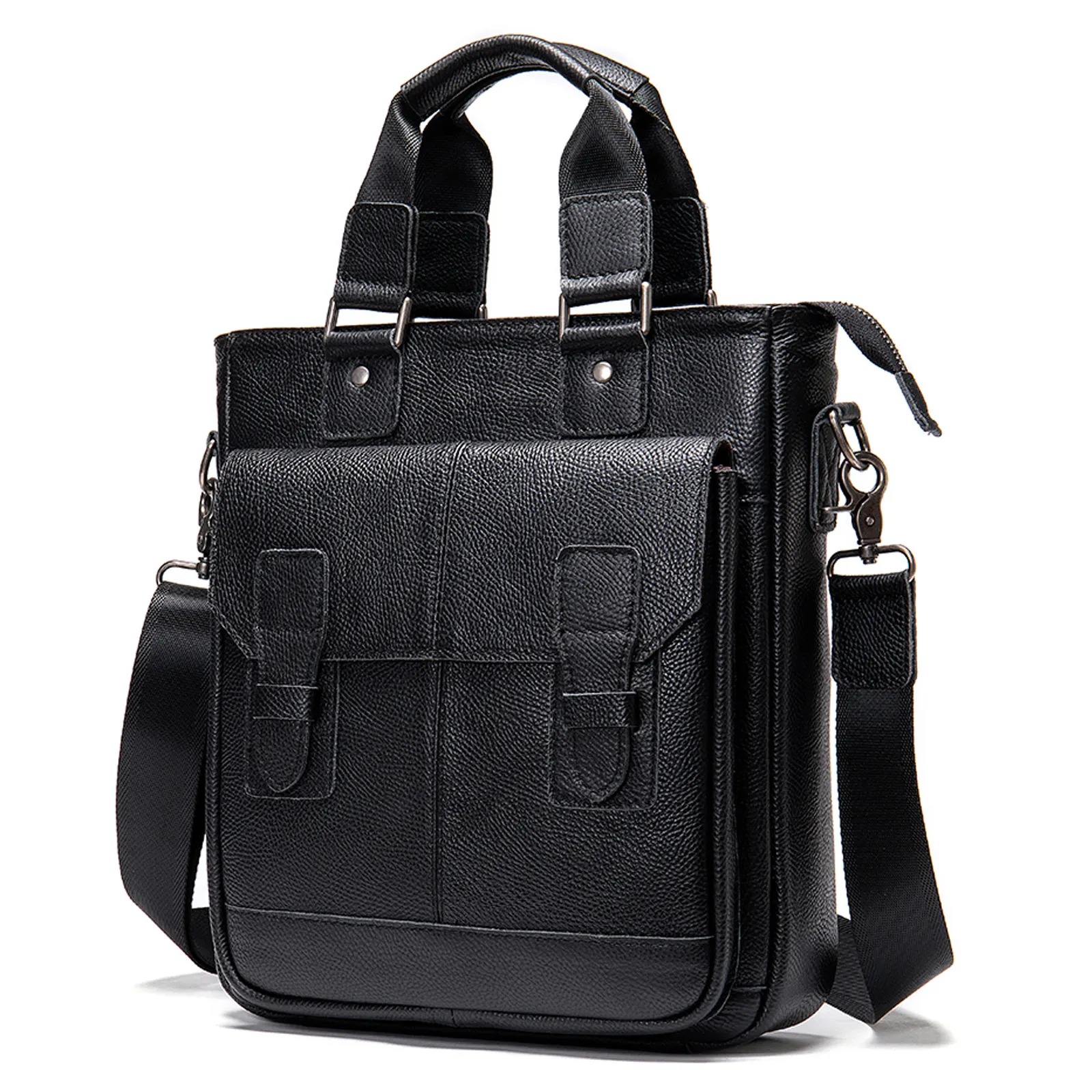 Wholesale Casual Business Vertical Fashion Shoulder Bag High Quality Genuine Leather Small Messenger Hand Briefcase For Man