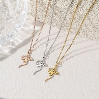 Kalung Liontin Baja Anti Karat Motif Religius Islam Muslim Arab Allah Syukur Tuhan Perhiasan Fashion untuk Wanita Pria Grosir