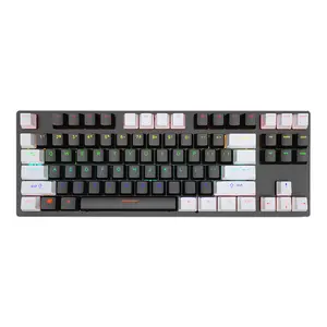 2023 Mechanical Double Color Keyboard 87 Keys Double Injection Keycap Red Axis Wired Keyboard With Metal Panel