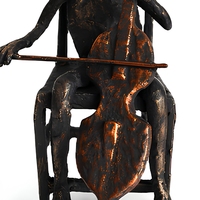 Figurine de Celliste en Fonte Peinte, Sculpture Métallique, Décoration Musicale pour la Maison, Objet d'Art de Collection, Accent Décoratif