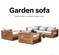 Ensemble de meubles d'extérieur en teck massif de luxe moderne, résistant à l'eau, pour jardin, patio, salon, hôtel, complexe hôtelier, villa
