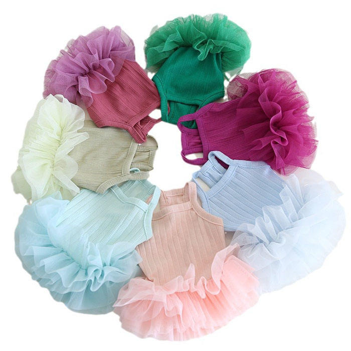 New Colorful Spring Summer Pet Clothes Dog Slip Skirt Yarn Dress ...