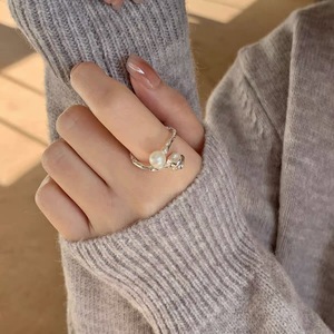Pearl <b>Ring</b> 925 Sterling Silver <b>Open</b> Design Irregular Lava Style Women's Jewelry Everyday Wear - Product Image 5