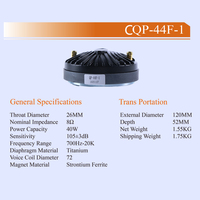 Haut-parleur de compression haute fréquence cQP44F-1, 40W, 8Ω, goulot de 26mm, aimant en ferrite de titane, pour enceinte de scène audio