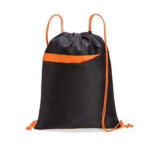 Custom Zipper <b>Drawstring</b> Bag Nylon OEM ODM Logo Printed Sport <b>Drawstring</b> <b>Backpack</b> With Front Pocket - Product Image 3