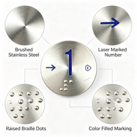Plaque d'insertion de bouton d'ascenseur en braille en acier inoxydable avec numéros et symboles personnalisés pour panneaux métalliques accessibles (taille personnalisée)