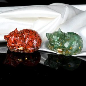 Animaux en cristal de Reiki écologiques de haute qualité, technique de mosaïque, chat endormi pour la décoration de la maison - Product Image 4