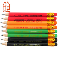 Pensil Mini Heksagonal Logo Kustom, Pensil Grafit HB Pendek 3,5 inci Warna Pink dengan Penghapus untuk Hadiah Promosi & Alat Tulis
