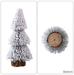 HB-402 Miniature <strong>White</strong> Artificial Small <strong>Christmas</strong> Pine <strong>Tree</strong> with Base for Mantel Village Dining Table Holiday Decorations - Product Image 5