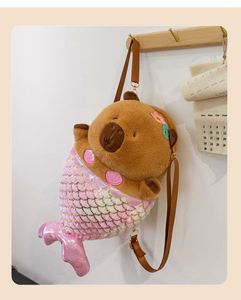 Popular Muñeco de Peluche de Capibara Sirena, Almohada de Capibara para Niñas, Mochila de Sirena, Famoso en Internet - Product Image 6