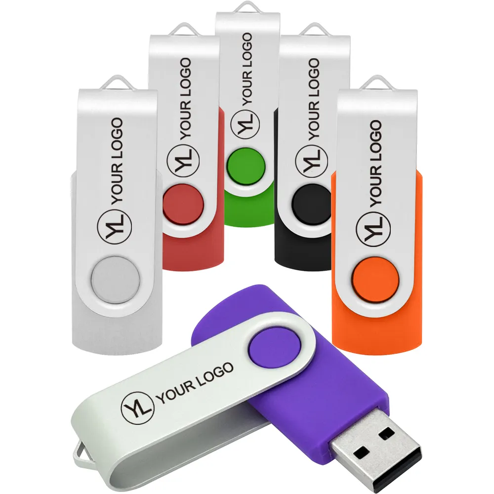 Pendrive giratorio de Metal con Logo personalizado, tecnología de oficina, 4GB, USB 2,0, 3,0