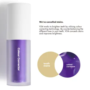 Logotipo personalizado Profissional OEM 30ml Purple Color Corrector Soro Dentes Profissionais Whitening Toothpaste