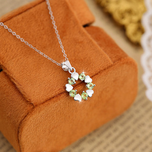 Collier pendentif en forme de cœur avec pierres naturelles de 3 mm, serti de 9 pierres fines, en argent sterling 925, pierres précieuses colorées taillées rondes, bijoux pour femmes - Product Image 5