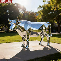 Escultura de Toro de Acero Inoxidable para Decoración de Jardín, Arte Geométrico Tallado, Color Personalizado, Tamaños Personalizados, Superventas