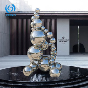Stainless Steel Mirror Ball Sculpture 950*650*1620mm Irregular Outdoor Garden Ornament - Product Image 5