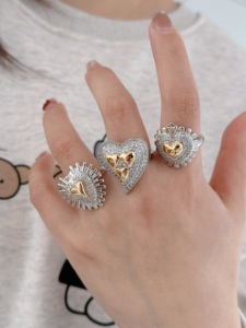 Anelli di lusso alla moda multistile stile <span class=keywords><strong>amore</strong></span> alla moda argento lucido <span class=keywords><strong>con</strong></span> placcatura in oro accessori di lusso per festa di fidanzamento tutti i giorni - Product Image 3