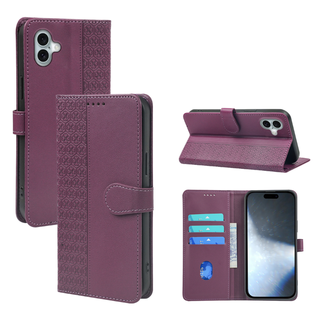 JUNBO Embossed Leather Flip Wallet Case Magnetic Buckle Card Slot Kickstand Protective Cover for Redmi K90 Ultra Note 15 Pro+ 5G