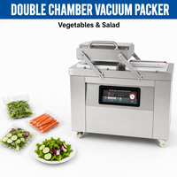 Mesin Vacuum Sealer Dua Ruang Berbahan Baja Tahan Karat dengan Panel Kontrol Digital untuk Pengemasan Restoran dan Supermarket