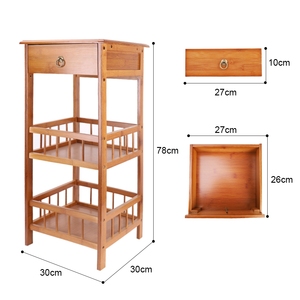 Mesa auxiliar de bambú, mesita de noche de 3 niveles, mesita de noche pequeña y alta para espacios pequeños, mesita de noche con cajón para dormitorio - Product Image 6
