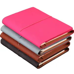 Op Maat Gemaakte Logo Bedrukte Navulbare Pocket Travel Journal Office Zacht Pu Lederen Dagboek Draagbare Notebook Geschenkset Met Pennenhouder