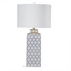 Lampe de table en céramique Sydney avec finition blanche pour la décoration de la maison, chambre à coucher, hall d'hôtel, chambre d'hôtel - Product Image 1