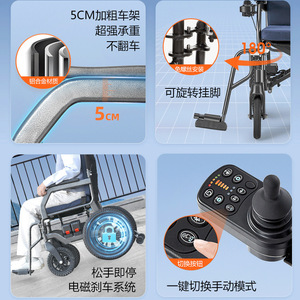 รถเข็นไฟฟ้าฮูบัง รุ่น D3-A สำหรับขับขี่ออฟโรด โครงสร้างอลูมิเนียมอัลลอยด์ น้ำหนัก 21 กก. แบตเตอรี่ลิเธียม พร้อมเบรกแม่เหล็กไฟฟ้า - Product Image 1