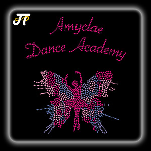 Bướm Rhinestone tim sắt-on tinh thể tùy chỉnh Truyền Nhiệt Thủy Tinh nhựa cho túi may mặc trang trí hotfix đính thiết kế - Product Image 2