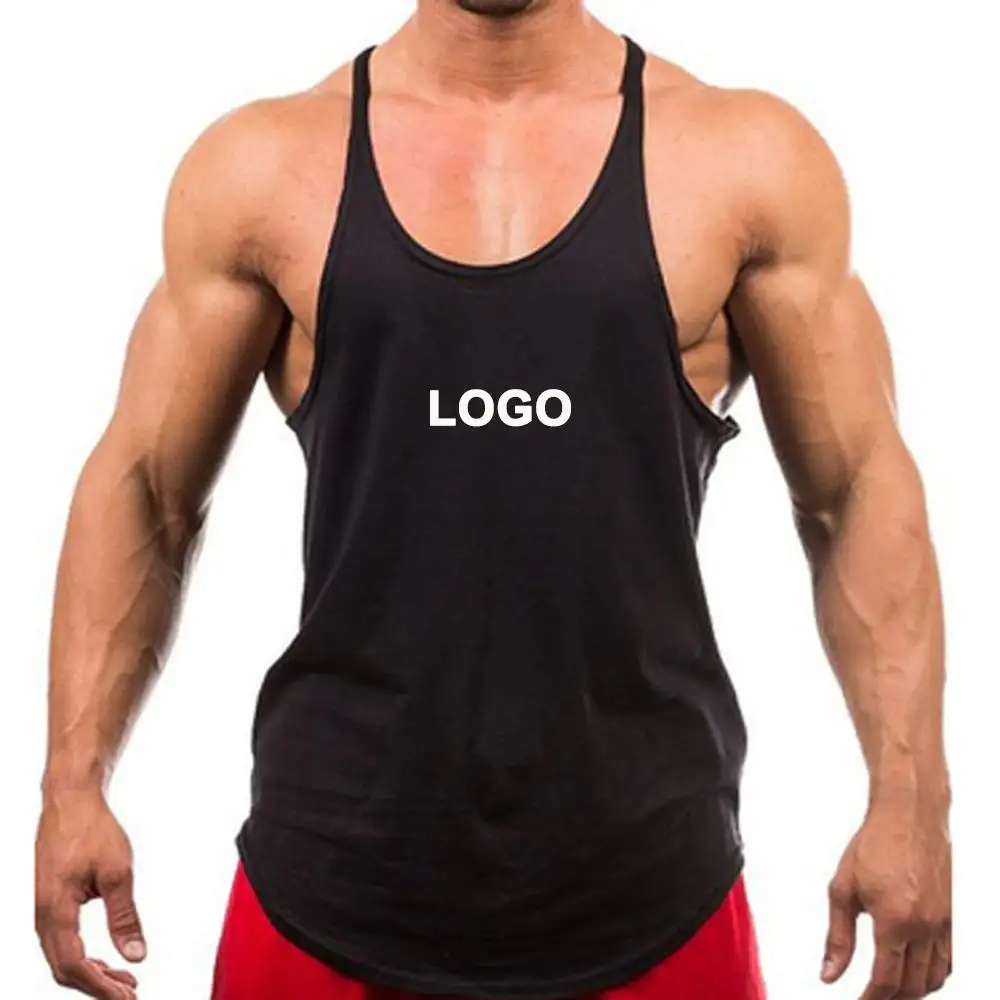 Custom Wholesale Fitness Sports Workout Gym Clothing Tank Top Slim Stringer Vest Custom Cotton Gym Mens Running Singlet