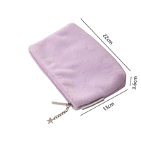 Pochette de rangement douce et moelleuse en polyester violet avec motif bonbons et pendentif étoile |   Sac à cosmétiques portable Kawaii pour l'extérieur