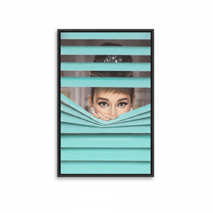 Audrey Hepburn <b>Canvas</b> Print: Retro Teal Shutter Design,BLACK <b>FRAMED</b> <b>CANVAS</b> - Product Image 2