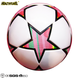 Laminated high quality soccer ball leather PU size 5 for Match color red - Product Image 4