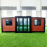Maison conteneur extensible de luxe à double aile, villa préfabriquée mobile pour glamping et hébergement, avec décoration intérieure complète