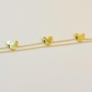 Gioielli raffinati in acciaio inox <span class=keywords><strong>topolino</strong></span> doppio braccialetto da donna oro placcato 18K Charms gioielli in acciaio inox - Product Image 4