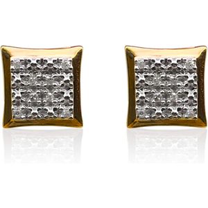 Pendientes de Diamantes con Corte Princesa Ornaatis, Oro Amarillo de 10K, 0.07 Cttw, Color G I, Claridad P2, Engaste de Garras, Cierre de Rosca - Product Image 2