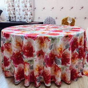 New Fashion <strong>Yellow</strong> 120 Round Digital Print 100% Polyester Resistant <strong>Table</strong> <strong>Cloth</strong> for Hotel Home - Product Image 5