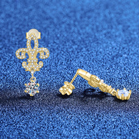 Boucles d'oreilles pendantes tendance en argent sterling 925 fin, avec moissanite colorée VVS GRA de 1 carat taille ronde, motif fleur d'iris pour femme