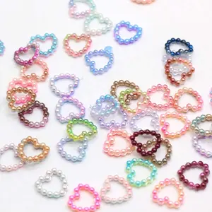 Corazón de perlas de plástico, decoración artesanal de 11mm, adornos de cabujón con parte trasera plana, accesorios para álbum de recortes, Kawaii, 1000 Uds.