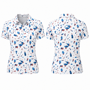 เสื้อโปโลผู้หญิง เสื้อโปโลพิมพ์ลายสำหรับเล่นกอล์ฟ ระบายอากาศได้ดี แห้งเร็ว แขนสั้น ชุดกีฬากลางแจ้ง - Product Image 2