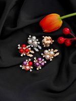 Bijoux DIY de luxe, bouton de manchette en forme de cœur à fleurs avec trois perles de 29 mm, accessoire en strass pour vêtements