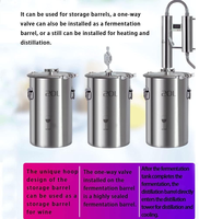 Fût de Fermentation d'Alcool en Acier Inoxydable SS316L Recyclable et Écologique de 20L pour la Fabrication de Vin à Domicile, Cuve de Fermentation, Récipient Sous Pression UE