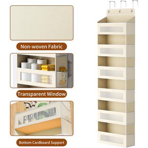 Over The Door Organizer 17 Pockets Beige <b>Hanging</b> <b>Storage</b> For Bedroom Bathroom Nursery Hook Type Cotton Material - Product Image 3