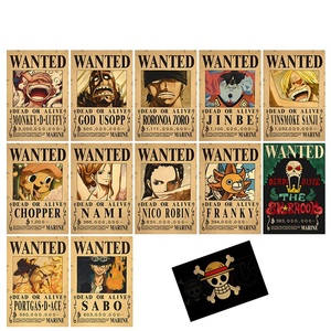 200 <strong>Styles</strong> <strong>Promotion</strong> Bulk Anime Posters Luffy Zoro Nami Shanks Sanji Ace Sabo Wanted Poster Cartoon Kraft Paper Poster Wall <strong>Art</strong> - Product Image 2