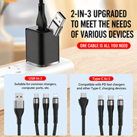 SUNGUY Nouveauté Câble d'alimentation USB C en nylon 2 en 3 100W, Câble de charge rapide Type C, pour téléphone, ordinateur portable et utilisation en voiture