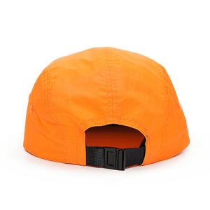 Custom 5 Panel Nylon Woven <b>Patch</b> logo Camp Running Caps Unstructured Orange Hats - Product Image 4